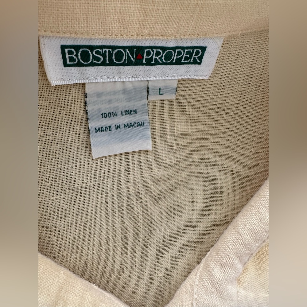 Boston proper women’s classic blazer/over shirt tops 100% linen size L - Picture 9 of 9